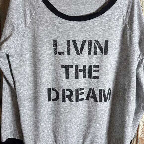 Promesa Brand Women's Lightweight Sweatshirt "Livin The Dream" Gray Color Med - Picture 2 of 5